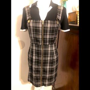 Black Plaid Schoolgirl Dress-Size M